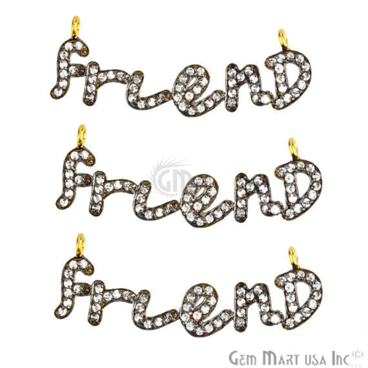 Cubic Zirconia Unique Pendants, Gold Vermeil Pave Charms, Bracelet and Necklace Pendants, Real CZ Gems, GemMartUSA (CH_M)